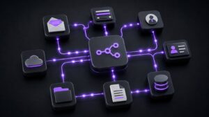 Flujo automatizado conectando formularios, correo, CRM y documentos